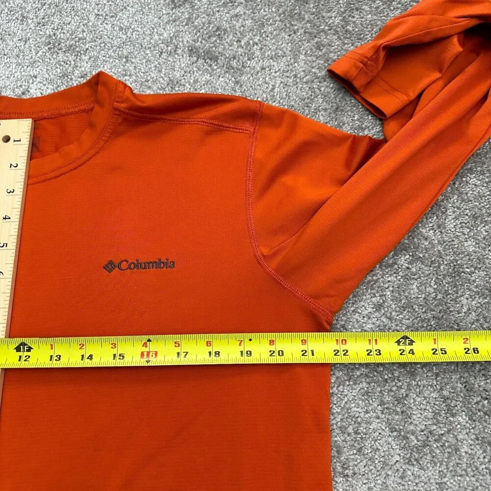 Columbia Omni Wick Shirt Men Medium Orange Long Sleeve Henley Neck Casual Active